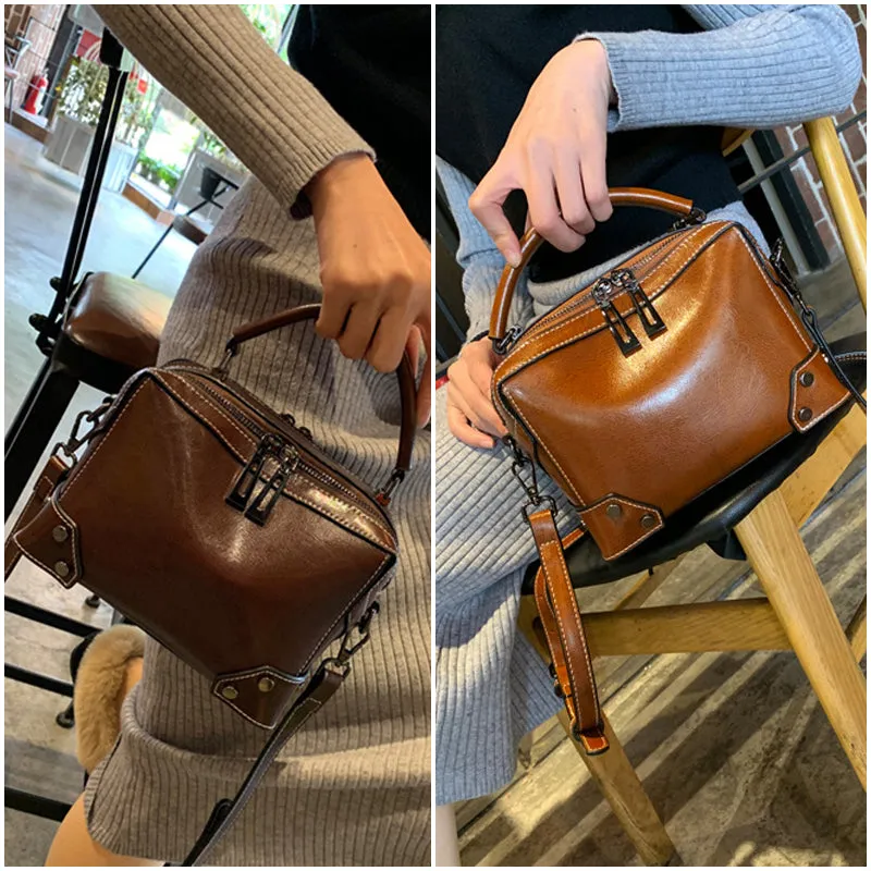 Top Grain Leather Crossbody Bag Women Natural Leather Shoulder Bag Vintage Style Leather Handbag Christmas Gift For Her SX6626