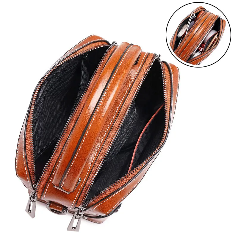 Top Grain Leather Crossbody Bag Women Natural Leather Shoulder Bag Vintage Style Leather Handbag Christmas Gift For Her SX6626