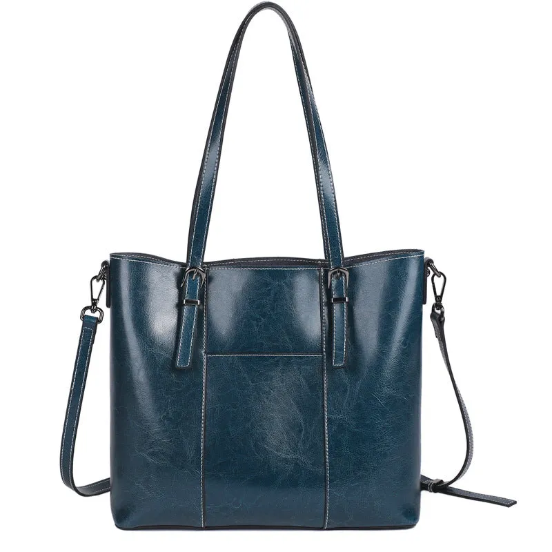 Top Grain Leather Tote Bag Vintage Genuine Natural Leather Work Shoulder Bag Crossbody Bag Anniversary Gift For Women
