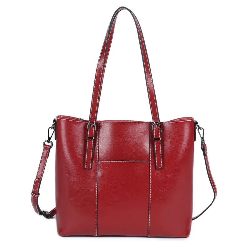 Top Grain Leather Tote Bag Vintage Genuine Natural Leather Work Shoulder Bag Crossbody Bag Anniversary Gift For Women