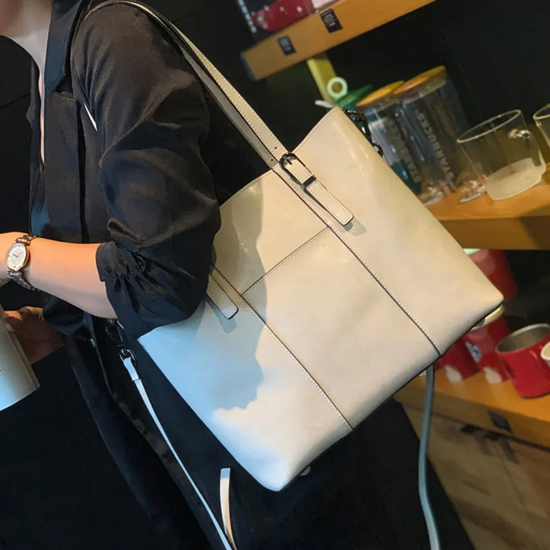 Top Grain Leather Tote Bag Vintage Genuine Natural Leather Work Shoulder Bag Crossbody Bag Anniversary Gift For Women