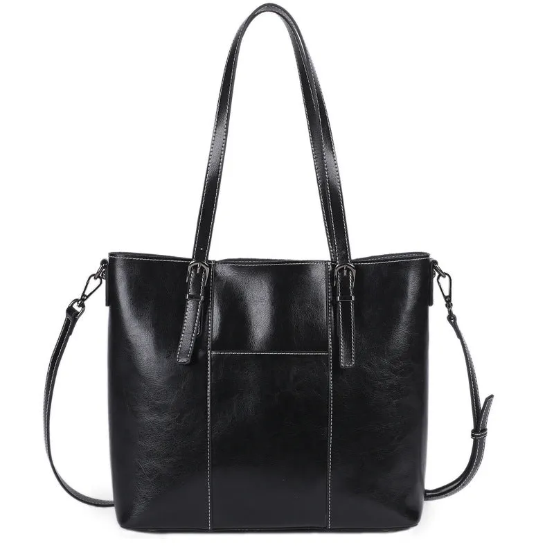 Top Grain Leather Tote Bag Vintage Genuine Natural Leather Work Shoulder Bag Crossbody Bag Anniversary Gift For Women