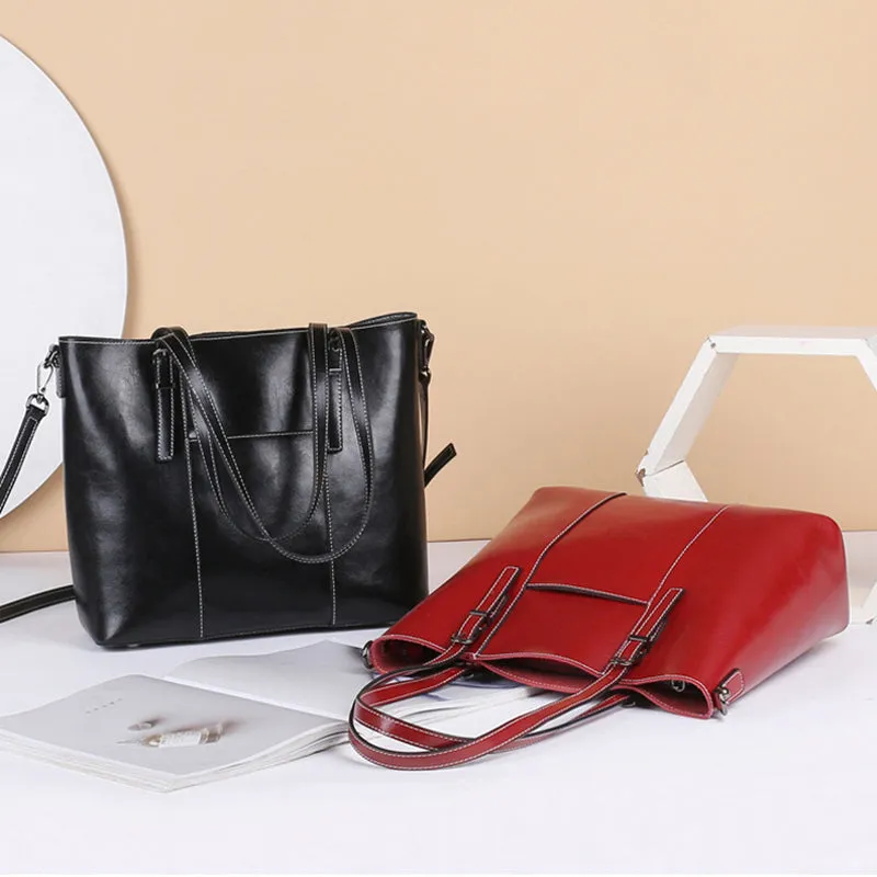 Top Grain Leather Tote Bag Vintage Genuine Natural Leather Work Shoulder Bag Crossbody Bag Anniversary Gift For Women