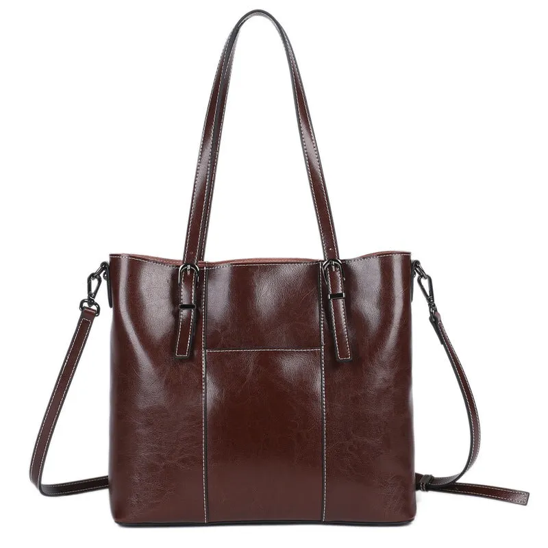 Top Grain Leather Tote Bag Vintage Genuine Natural Leather Work Shoulder Bag Crossbody Bag Anniversary Gift For Women