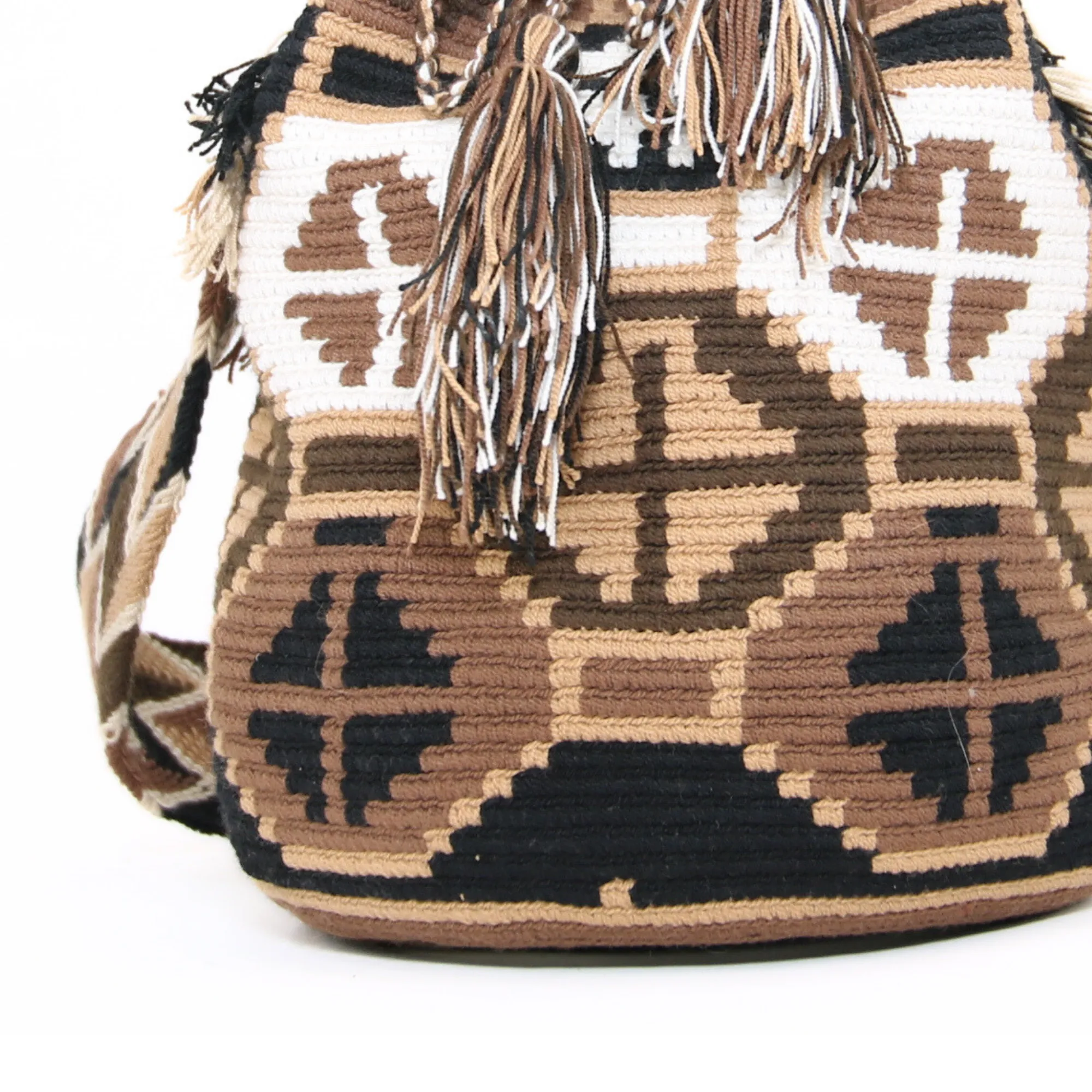 Tote White and Brown w/ Flower Design