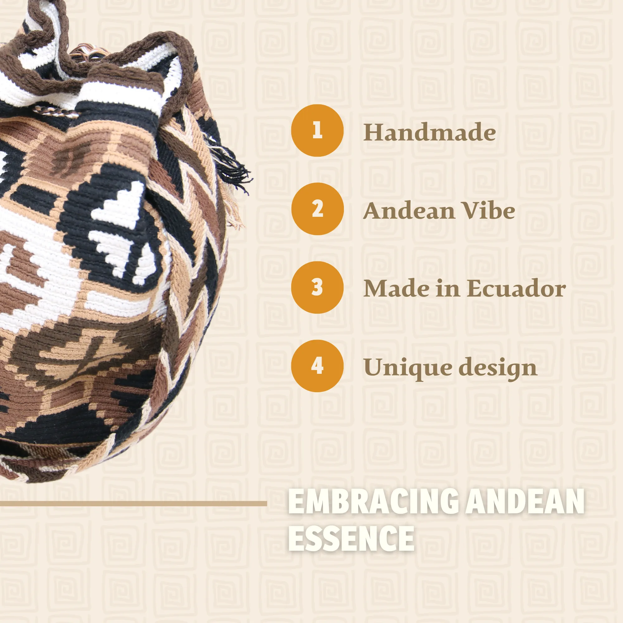 Tote White and Brown w/ Flower Design
