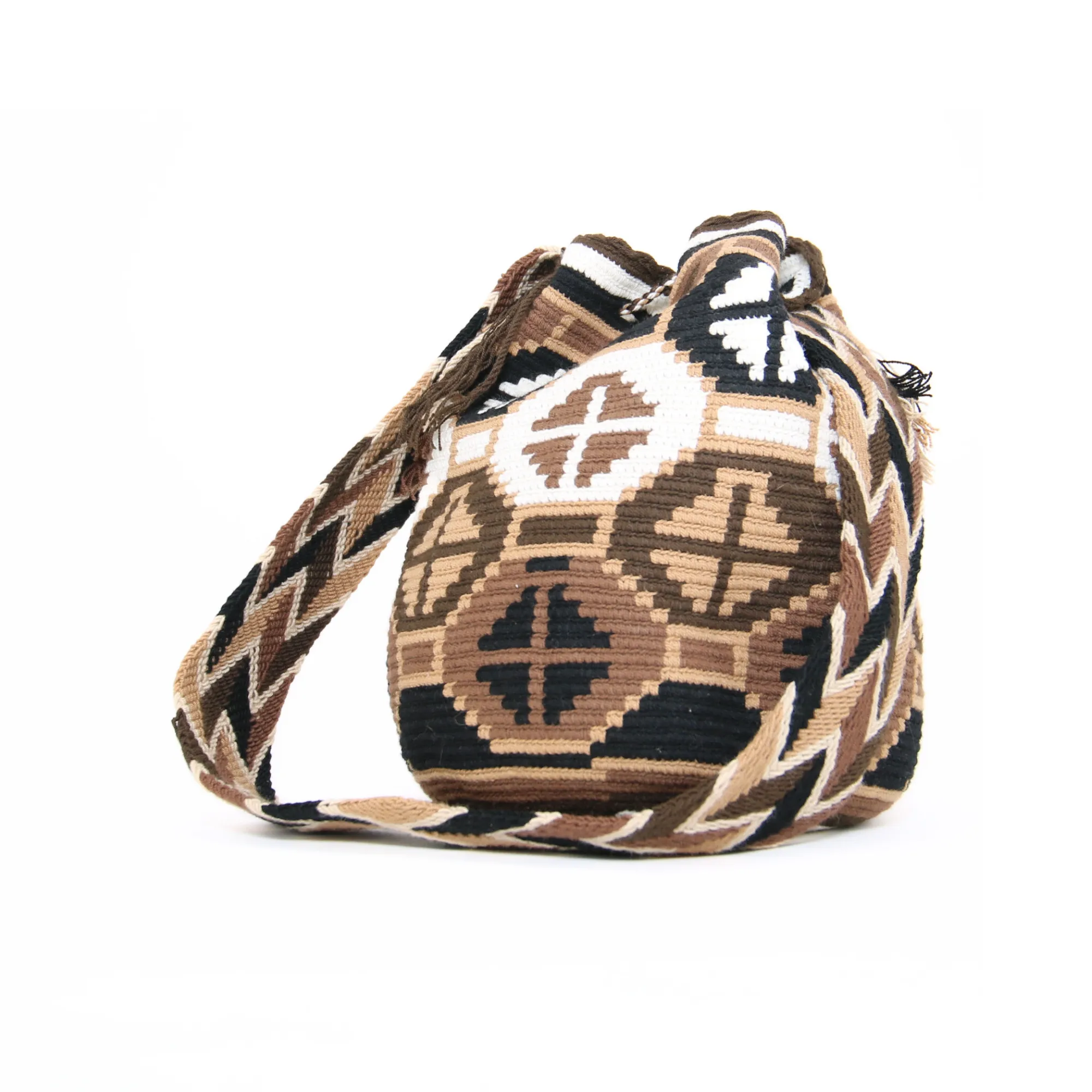 Tote White and Brown w/ Flower Design