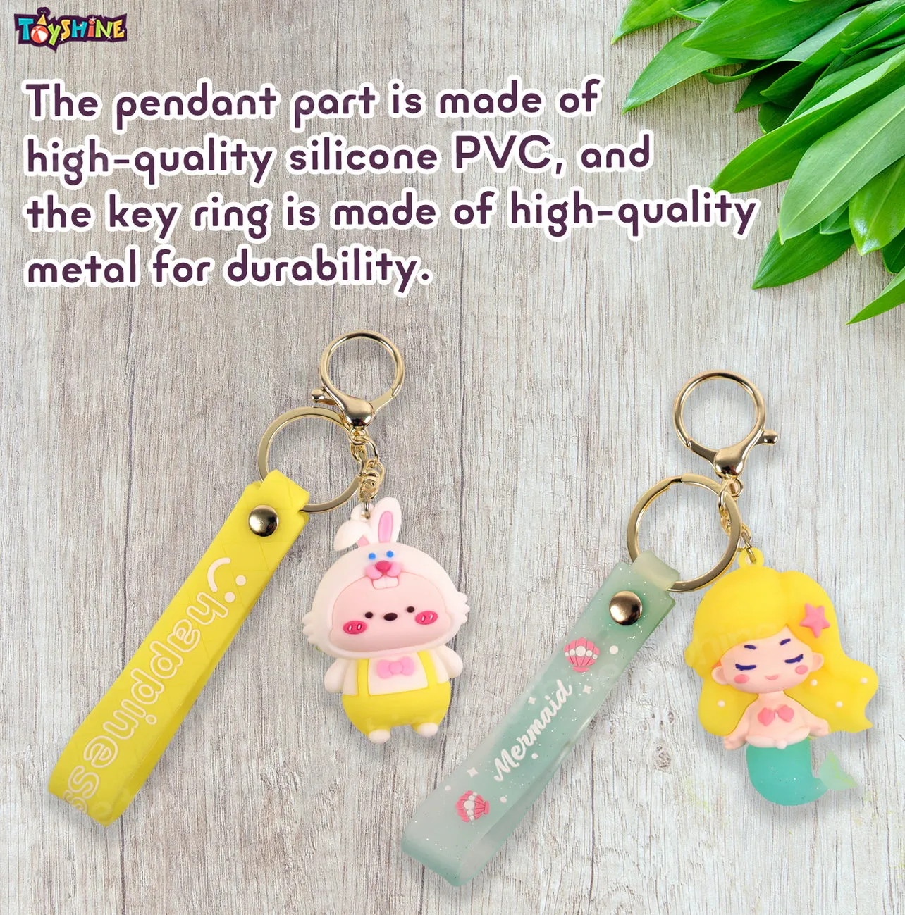 Toyshine 3 Set Mermaid with Unicorn Cartoon Figure Kawaii Keychains with Holder Accessories, Backpack Car Key Chain for Boy Girl - Model F
