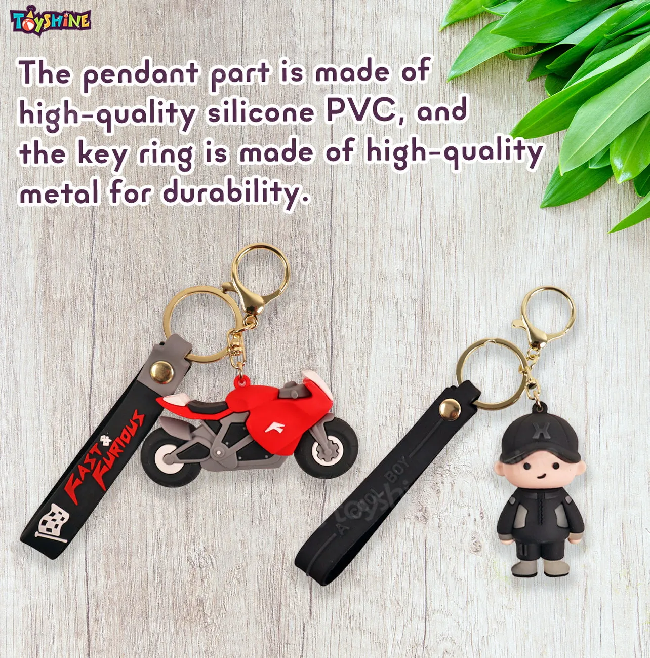 Toyshine 6 Pc Cute keychain Kawaii Cartoon Keychains with Holder Accessories, Backpack Car Key Chain for Boy Girl -Model B