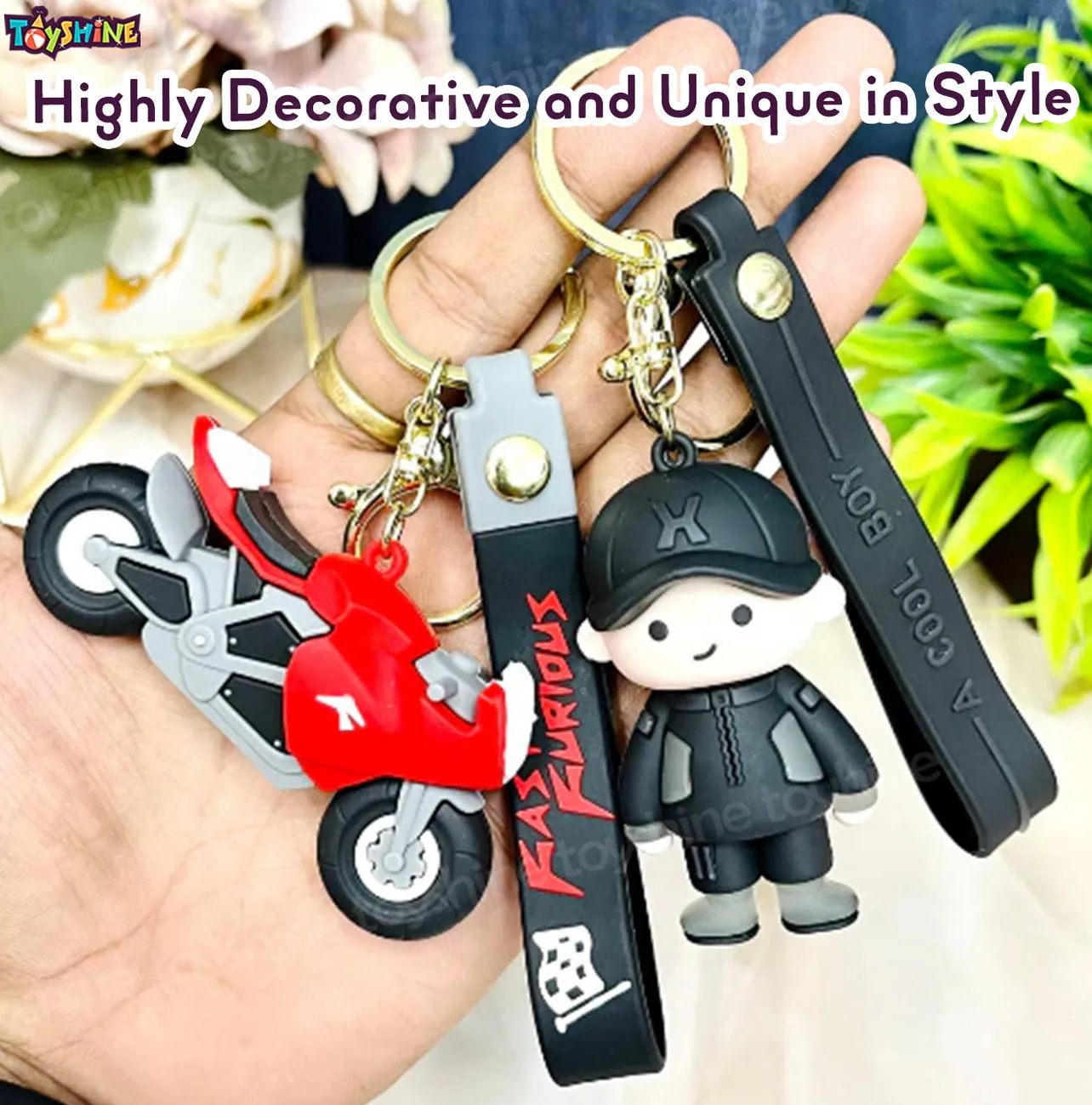 Toyshine 6 Pc Cute keychain Kawaii Cartoon Keychains with Holder Accessories, Backpack Car Key Chain for Boy Girl -Model B