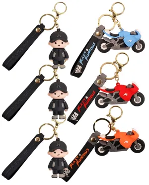 Toyshine 6 Pc Cute keychain Kawaii Cartoon Keychains with Holder Accessories, Backpack Car Key Chain for Boy Girl -Model B
