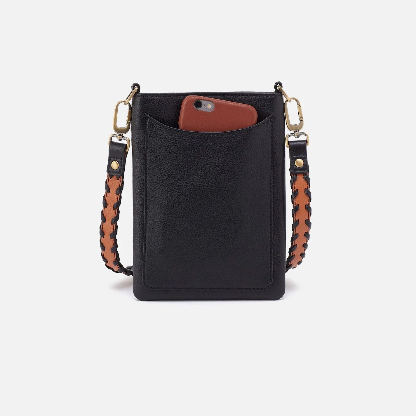 Tyler Phone Crossbody In Pebbled Leather - Black