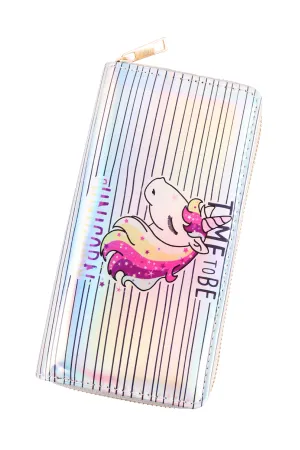 UNICORN HOLOGRAPIC SINGLE ZIPPER WALLET