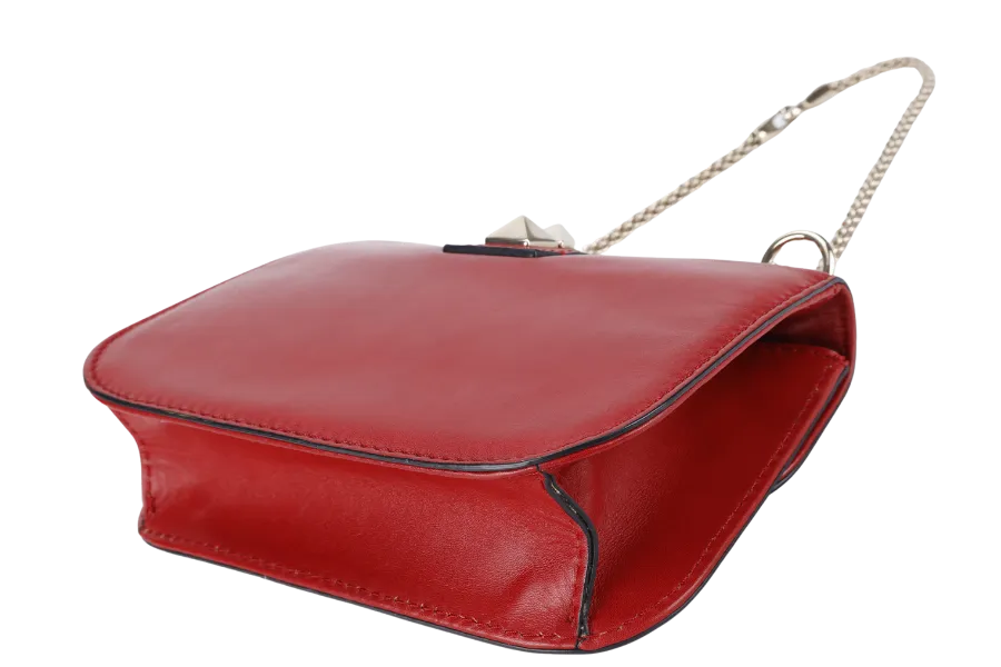 VALENTINO GARAVANI LOCK MINI RED LEATHER SHOULDER BAG WITH DUST COVER
