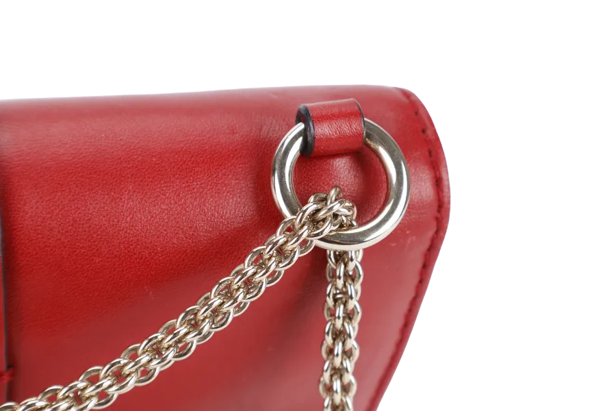 VALENTINO GARAVANI LOCK MINI RED LEATHER SHOULDER BAG WITH DUST COVER