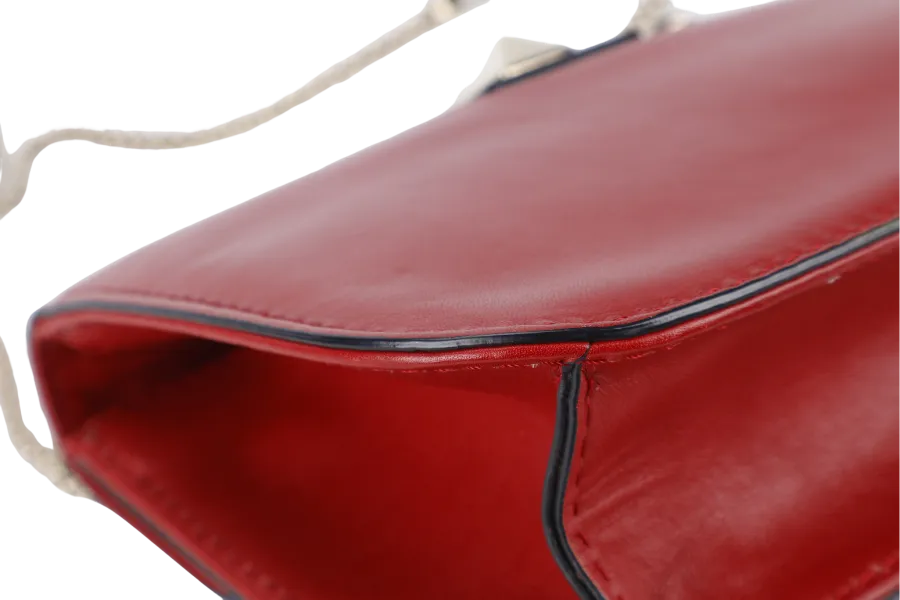 VALENTINO GARAVANI LOCK MINI RED LEATHER SHOULDER BAG WITH DUST COVER