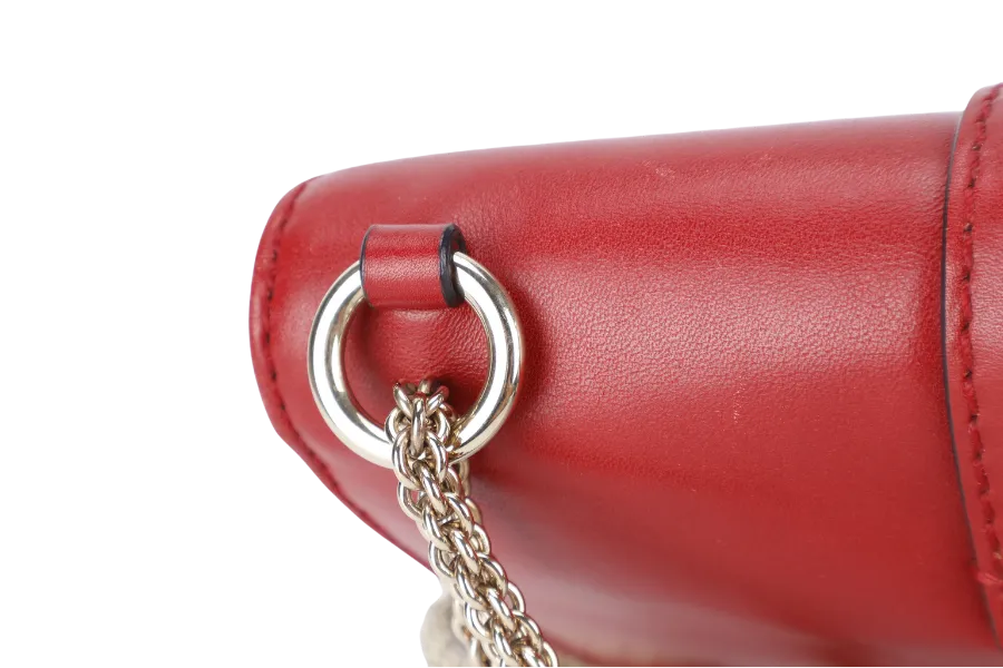 VALENTINO GARAVANI LOCK MINI RED LEATHER SHOULDER BAG WITH DUST COVER