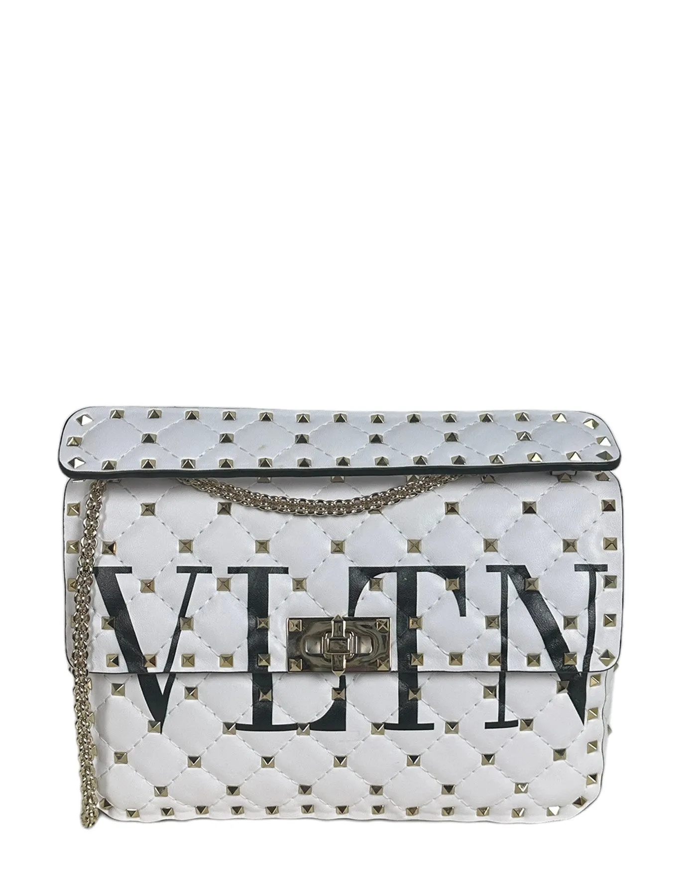 Valentino White VLTN Rockstud Spike Crossbody Bag