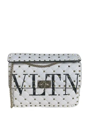 Valentino White VLTN Rockstud Spike Crossbody Bag