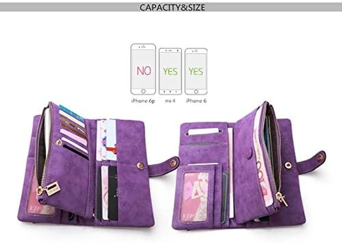 Vegan Leather Clutch for Women, Large Capacity Bifold Wallet