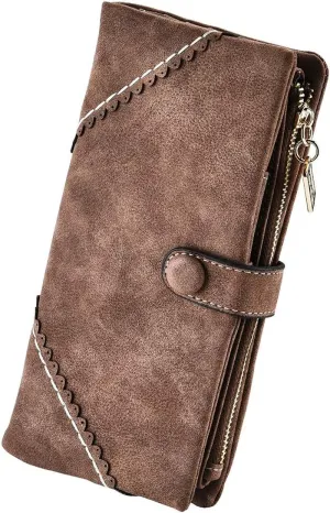 Vegan Leather Clutch for Women, Large Capacity Bifold Wallet