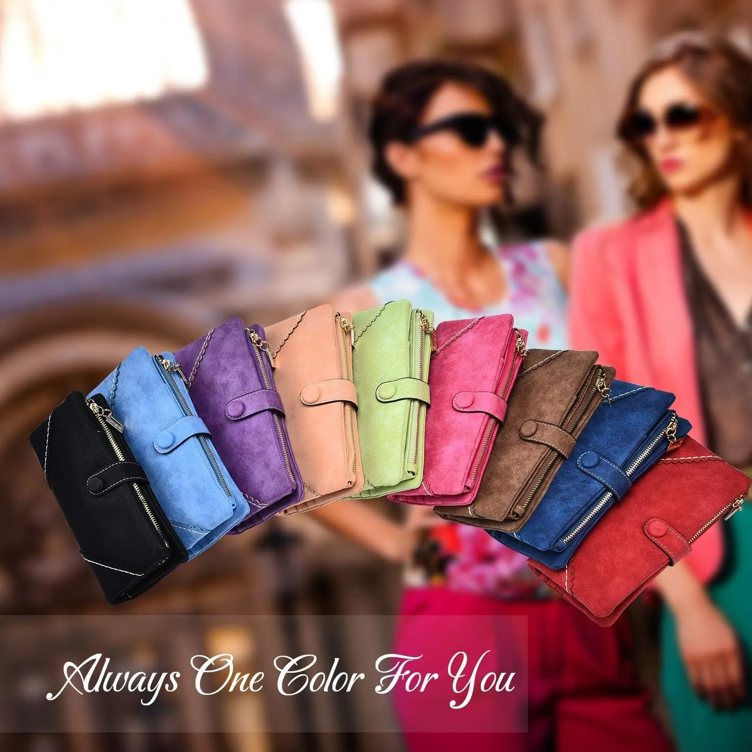 Vegan Leather Clutch for Women, Large Capacity Bifold Wallet
