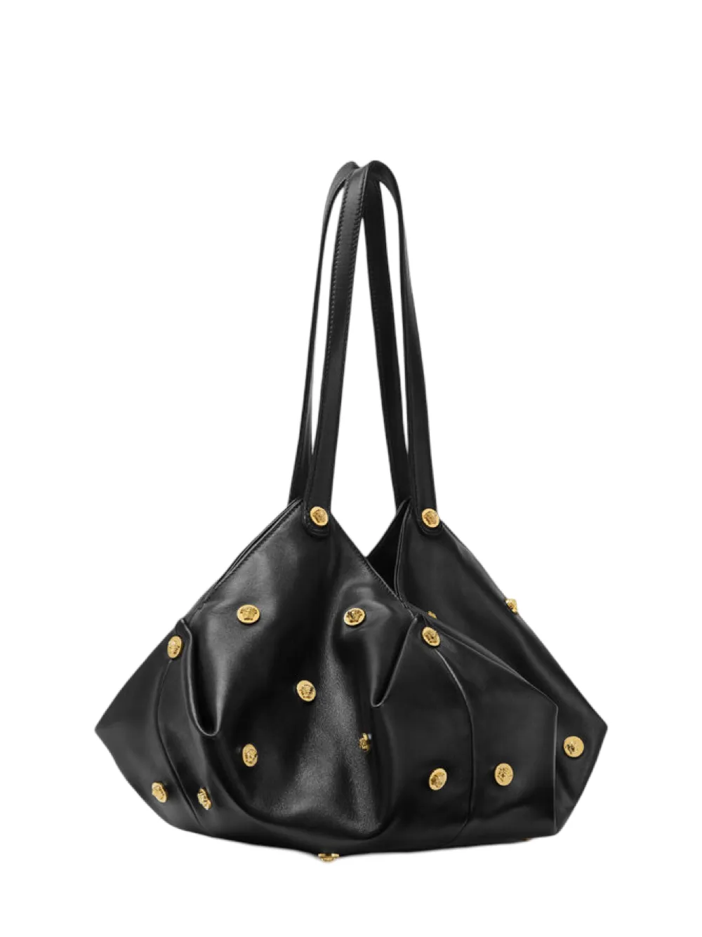 Versace Protea Shoulder Lamb Leather Bag in Black/Gold
