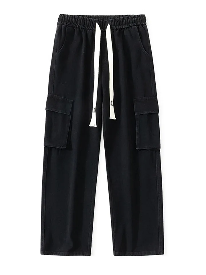 Vintage Baggy Multi-Pocket Straight-Leg Jeans for Men