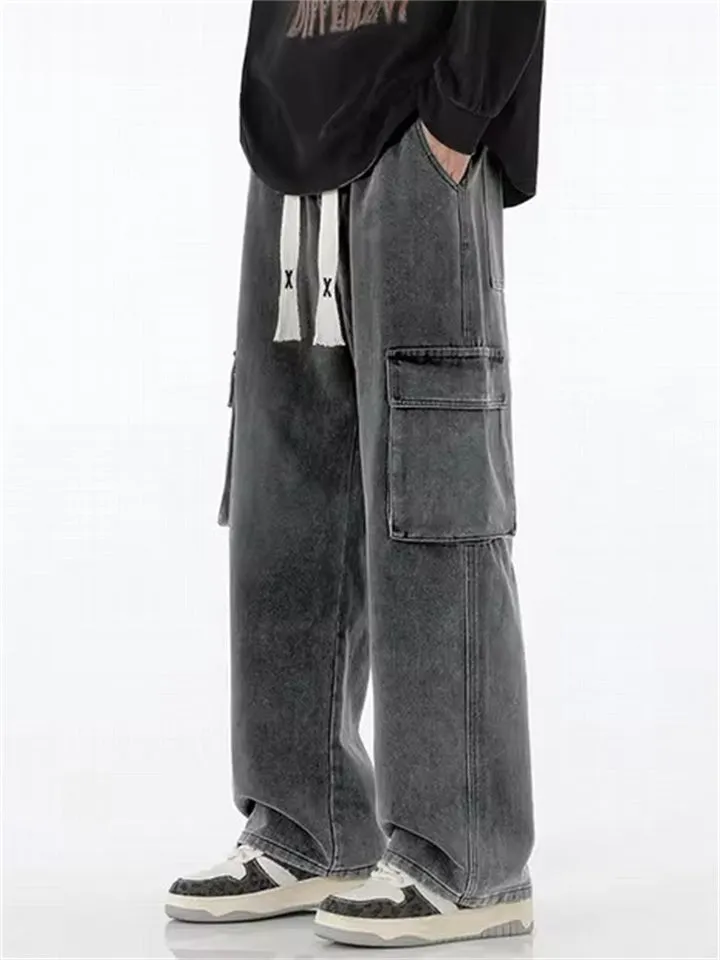 Vintage Baggy Multi-Pocket Straight-Leg Jeans for Men