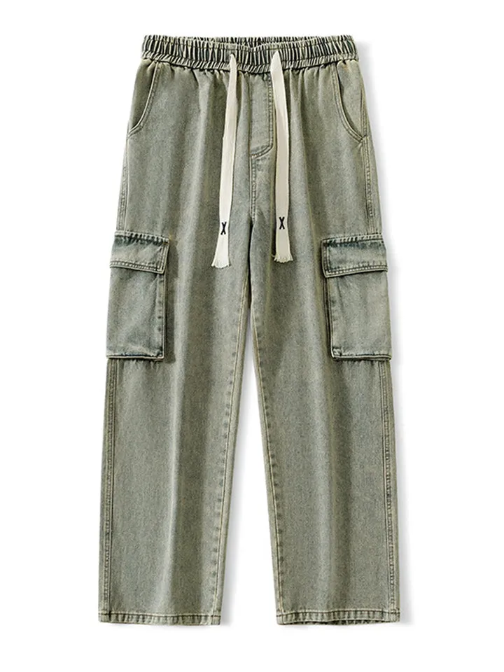 Vintage Baggy Multi-Pocket Straight-Leg Jeans for Men