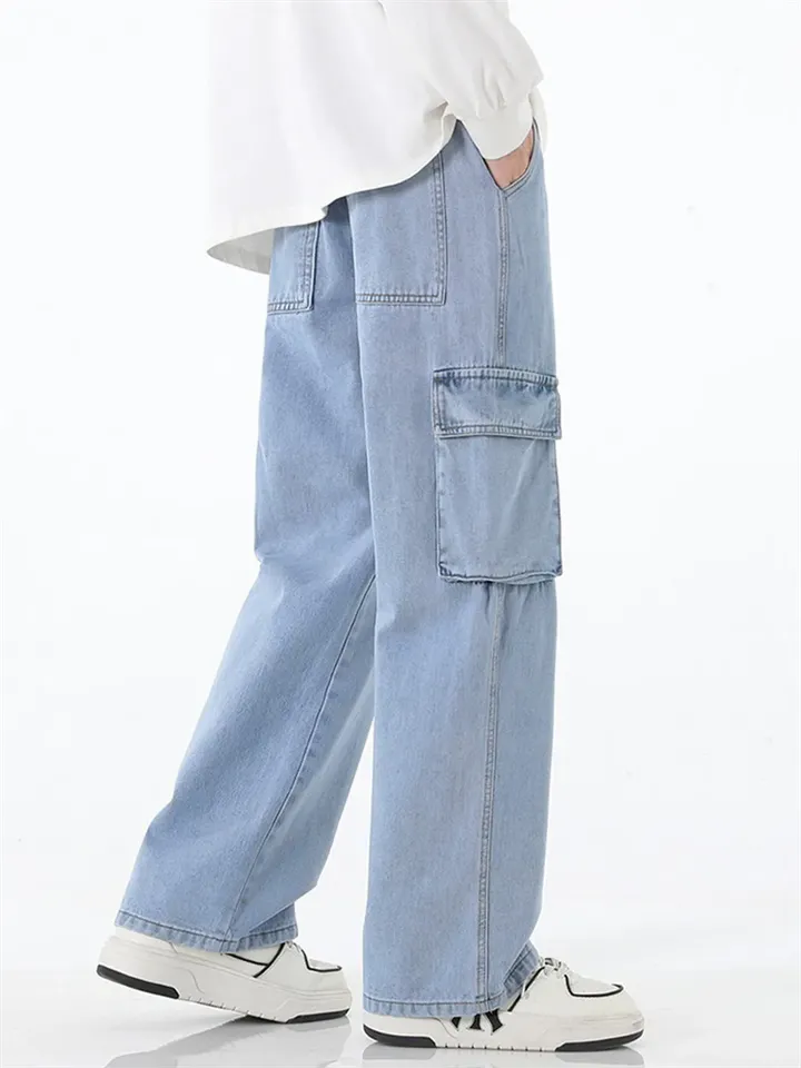 Vintage Baggy Multi-Pocket Straight-Leg Jeans for Men