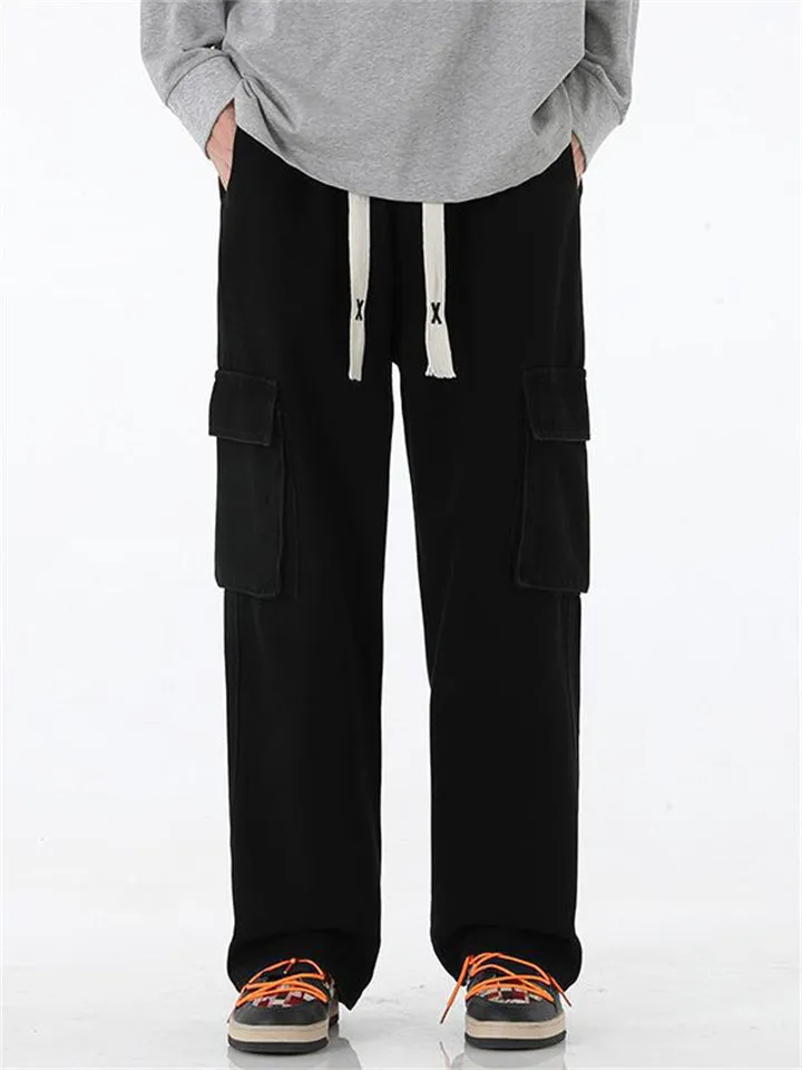 Vintage Baggy Multi-Pocket Straight-Leg Jeans for Men