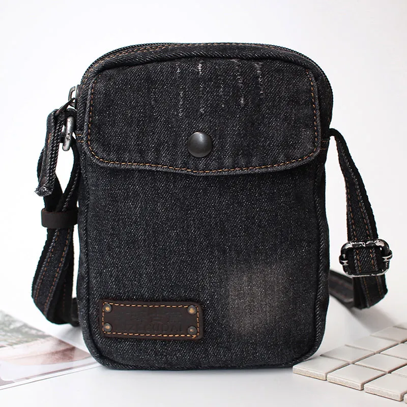 Vintage Mens Blue Denim Mini Phone Shoulder Bags Denim Phone Crossbody Bag for Women