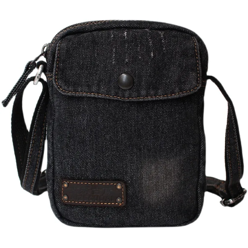 Vintage Mens Blue Denim Mini Phone Shoulder Bags Denim Phone Crossbody Bag for Women