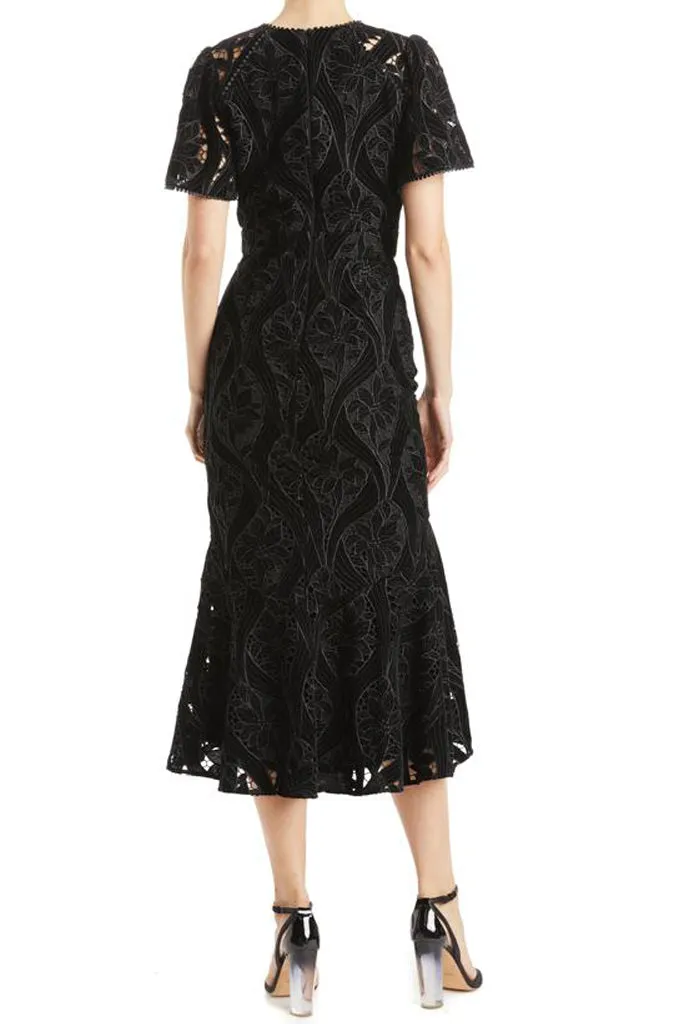 Virginia Velvet Contrast Midi Dress by ML Monique Lhuillier - RENTAL