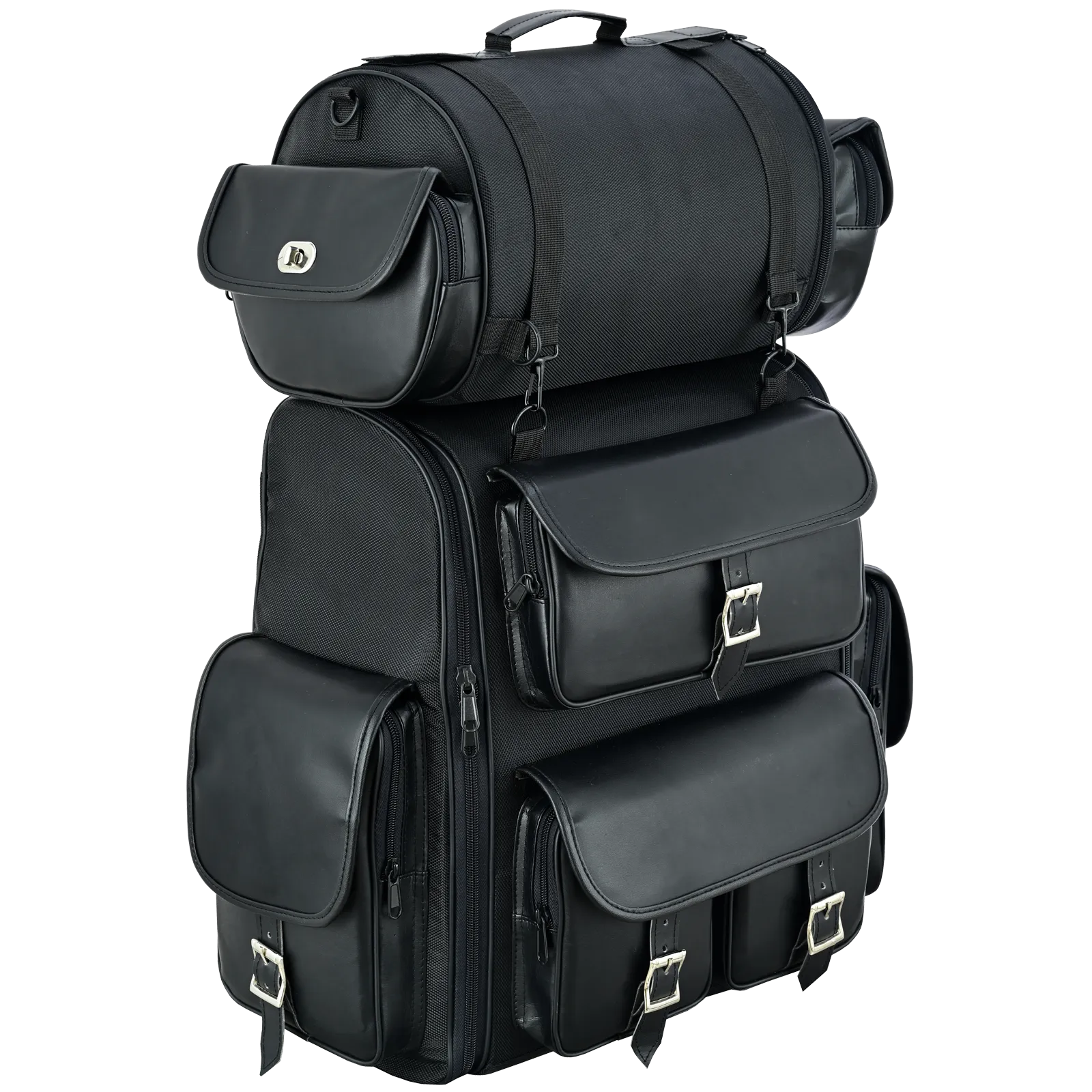 VS1349B Vance Leather Large Textile 2-Piece Travel Bag/Back Pack