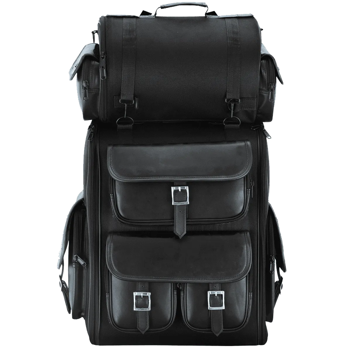 VS1349B Vance Leather Large Textile 2-Piece Travel Bag/Back Pack