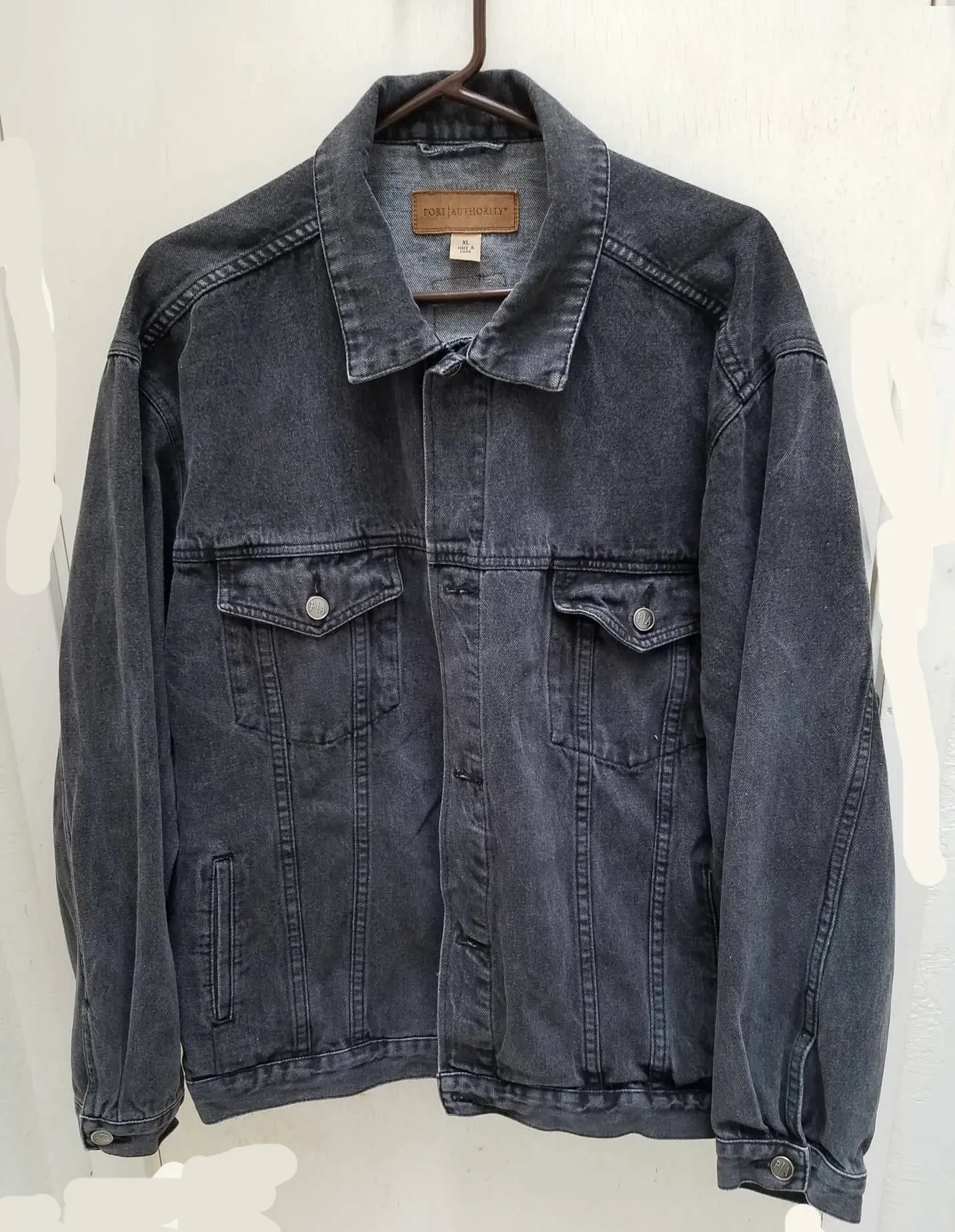 Wearable Art Jeans Jacket (Port Authority) with Canoe Journey and Raven Patch Application