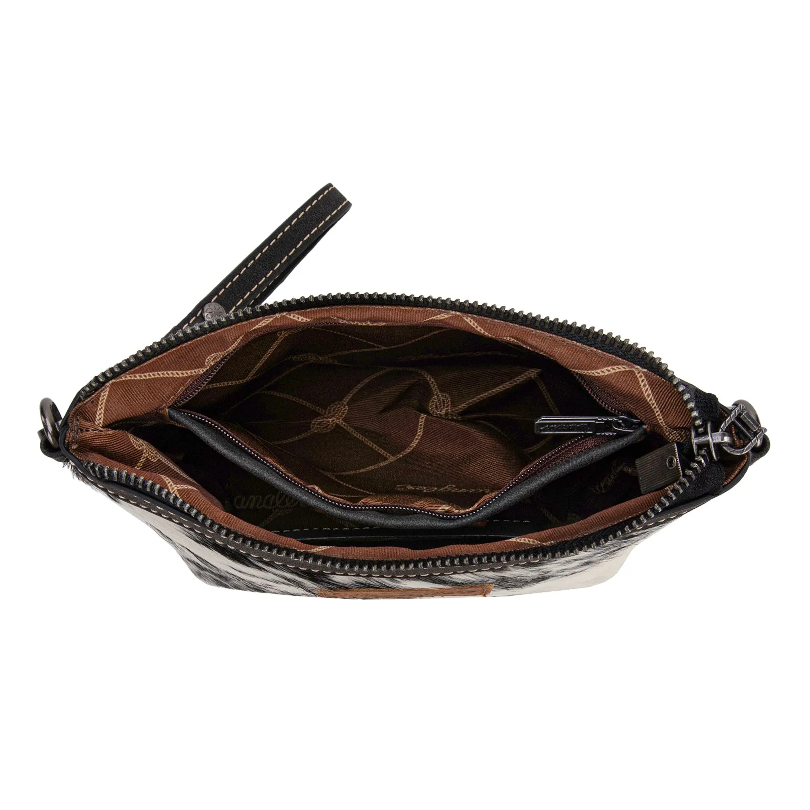 WG169-1812  Wrangler Genuine Hair-On Cowhide Crossbody - Black