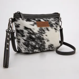 WG169-1812  Wrangler Genuine Hair-On Cowhide Crossbody - Black