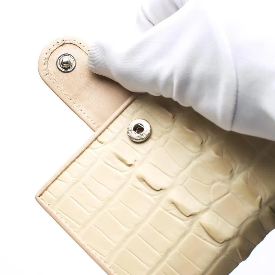 White Pearl Crocodile Tail Skin Womens Wallets