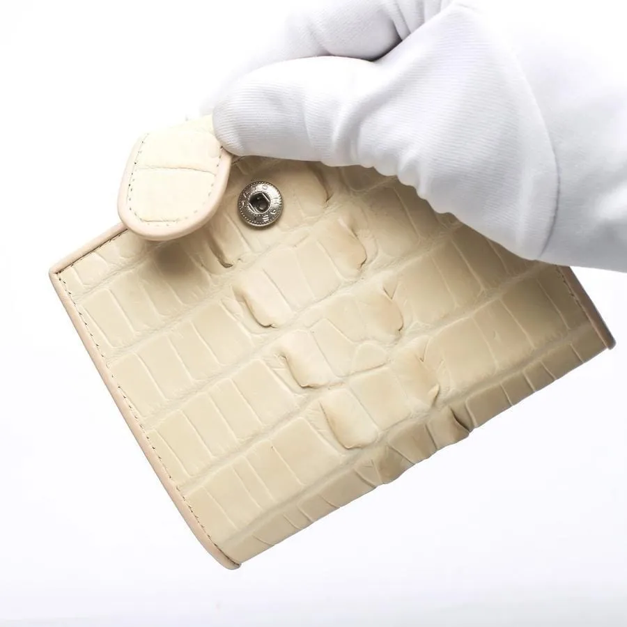 White Pearl Crocodile Tail Skin Womens Wallets