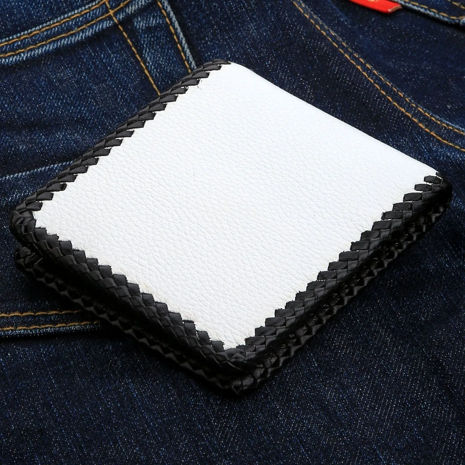 White Stingray Cross Genuine Leather Biker Wallet